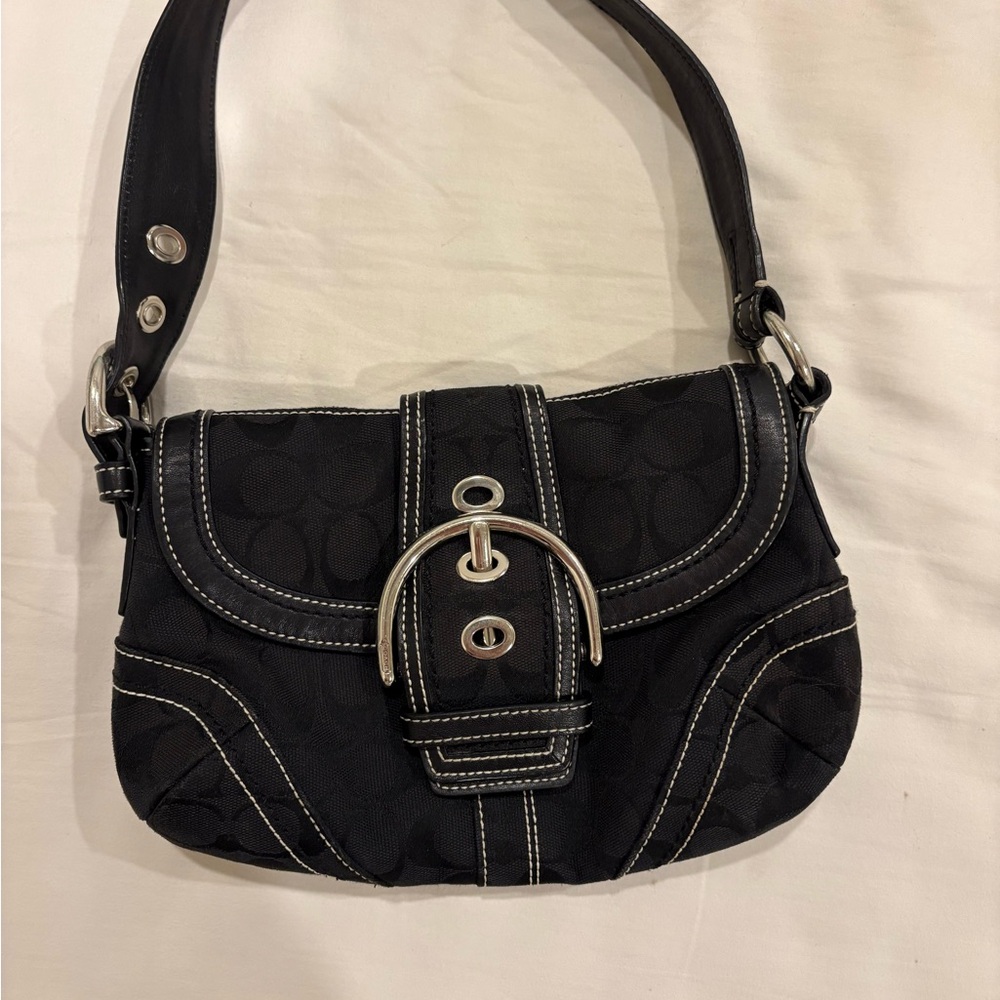 Coach Black soho small Shoulder Bag with Silver Accents